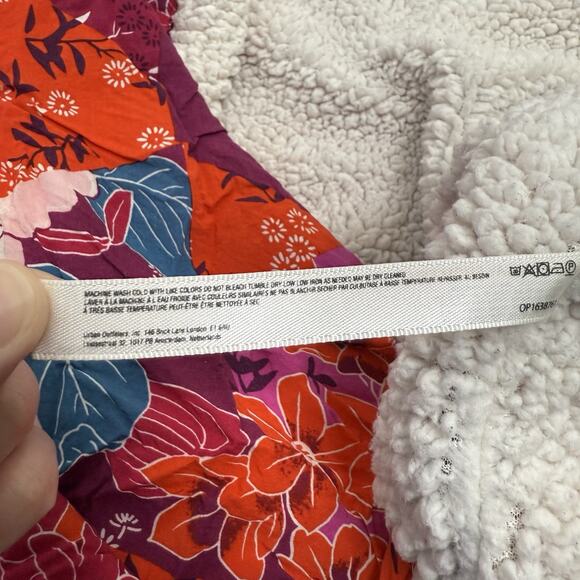 Anthropologie Tropical Floral Sherpa Robe Size MP/LP Red Multi Patchwork Petite - Picture 15 of 16